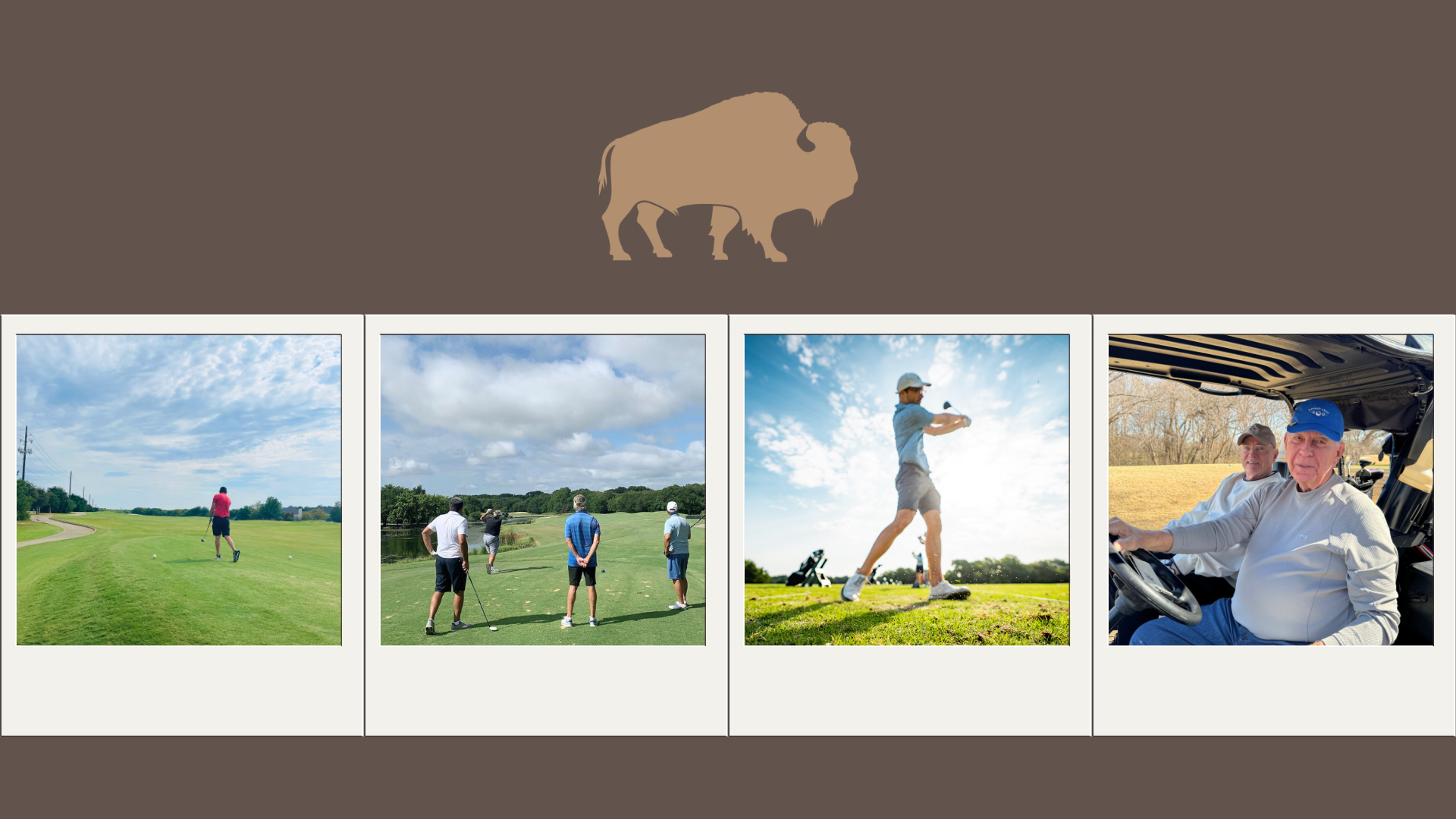 Four Pictures in Polaroid Style Highlighting the Annual Golf Pass Options at Buffalo Creek